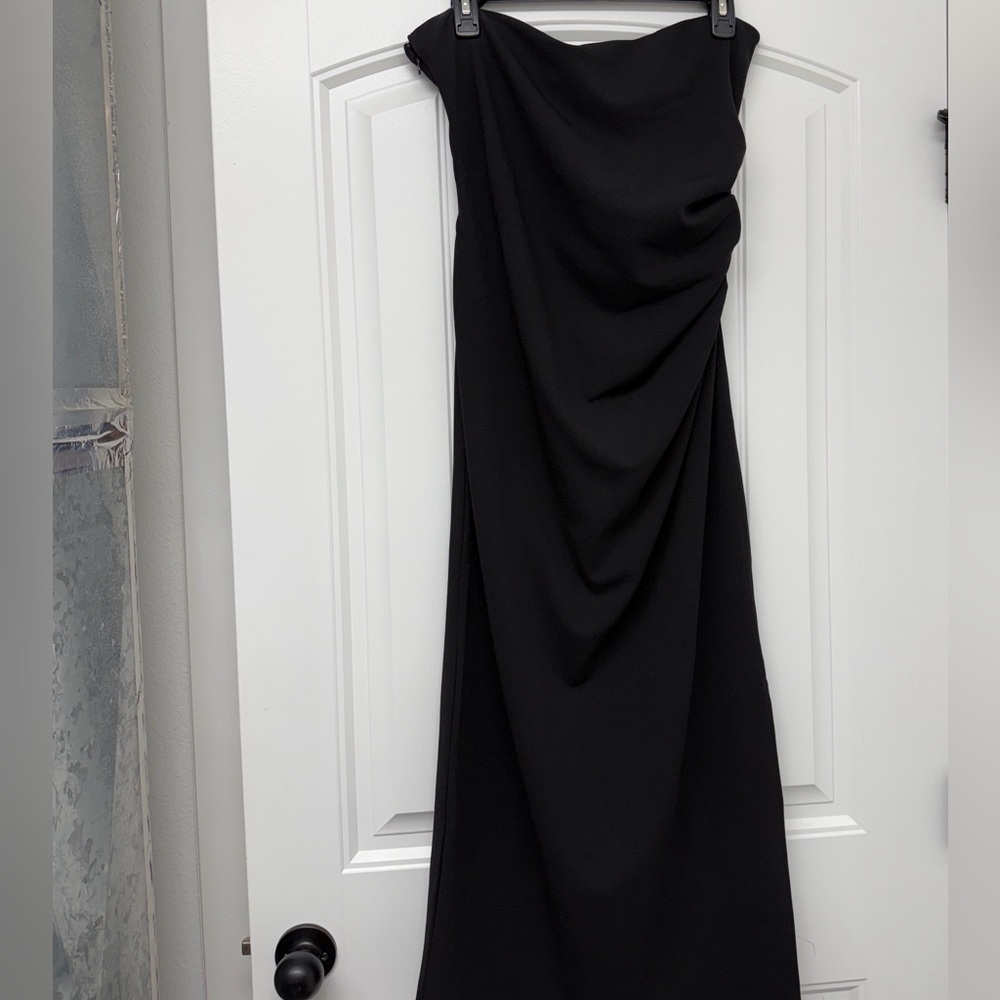 H&M maternity Elegant Black Draped slit Strapless Dress size L
